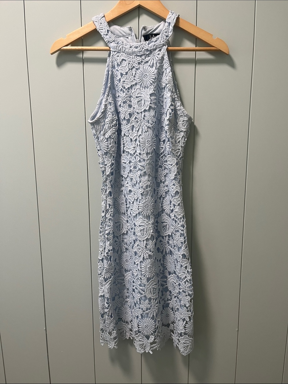 Lulus Love Poem Light Blue Lace Mini Dress - Size XS